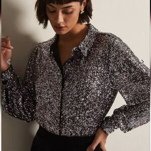 Phase Eight Medora Sequin Shirt Rose Gold